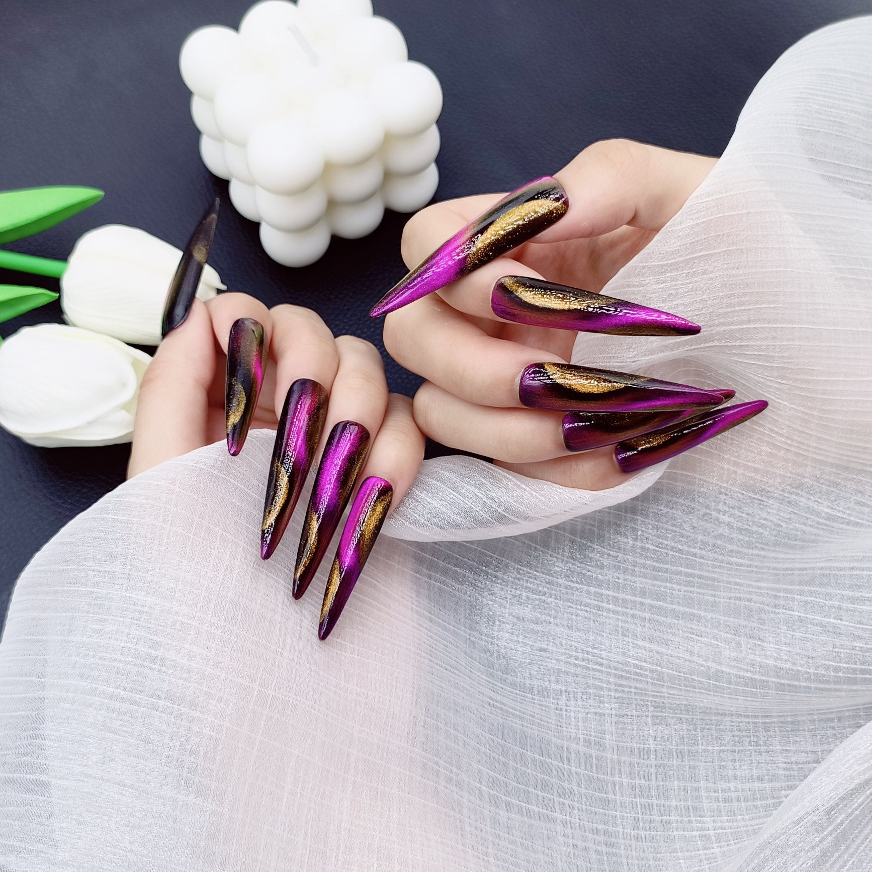 Press-on coffin nail tips OM1062 S