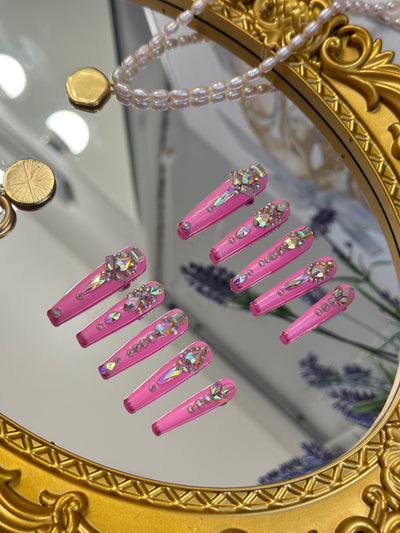 Press-on nails S139 (nude pink gemstone) – gallery 9