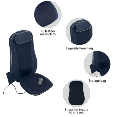 Shiatsu back massager with kneading nodes and heating function, dark blue — view 5