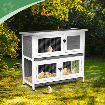 Mile High Life 2-story cedar chicken and rabbit hutch with pull-out tray — view 4