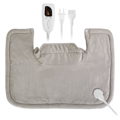 Large Weighted Heating Pad for Neck & Shoulders — 6 Heat / 4 Timer Modes – Beige