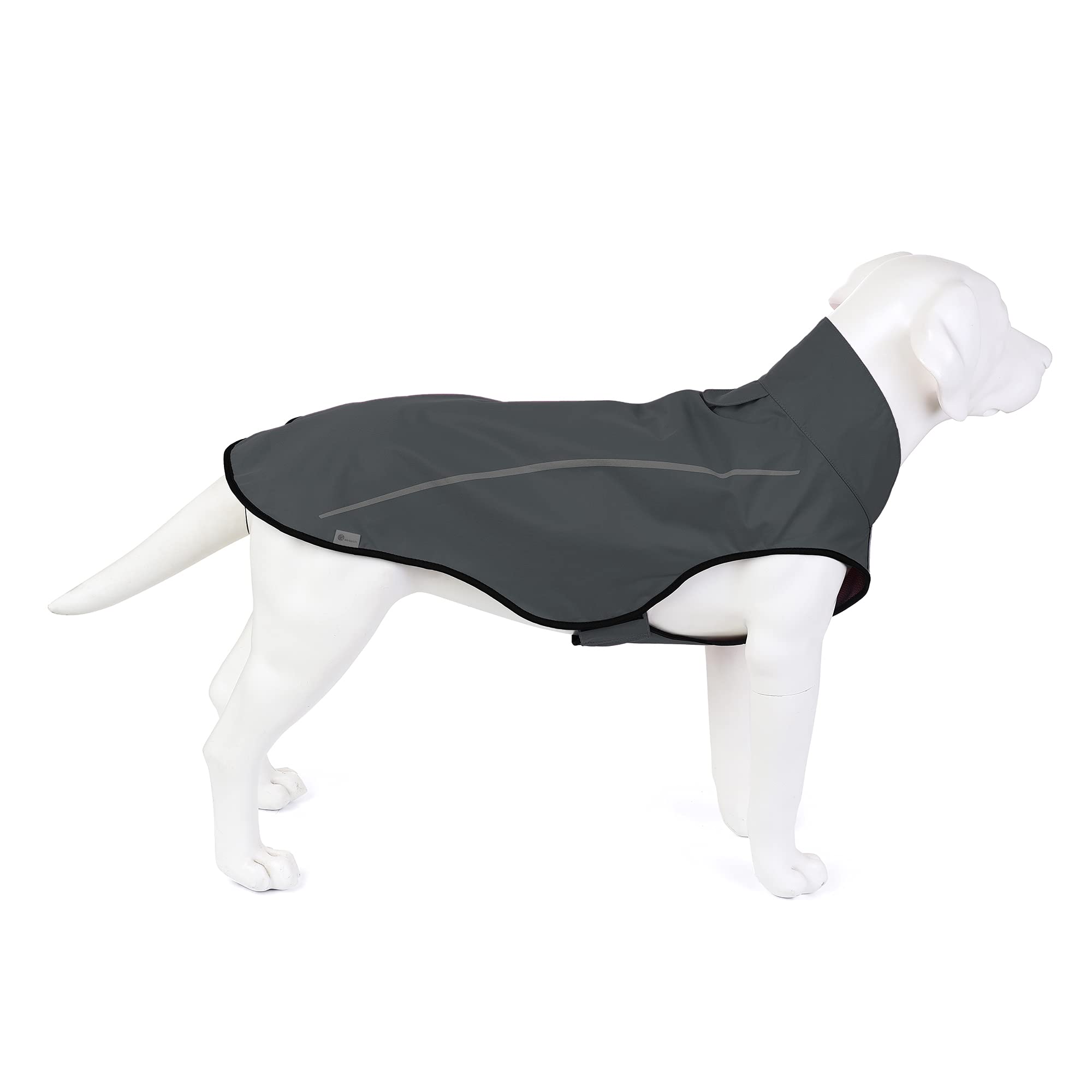 Mile High Life adjustable lightweight dog rain jacket with 3M reflective strip — view 7
