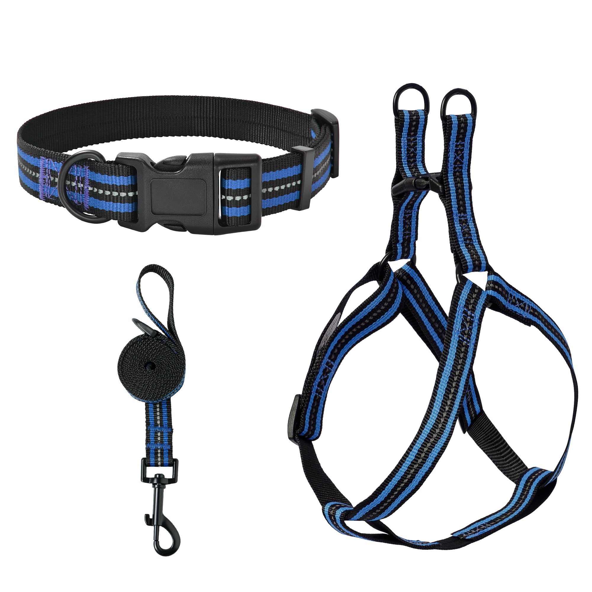 Mile High Life reflective dog collar leash and harness combo set — view 5