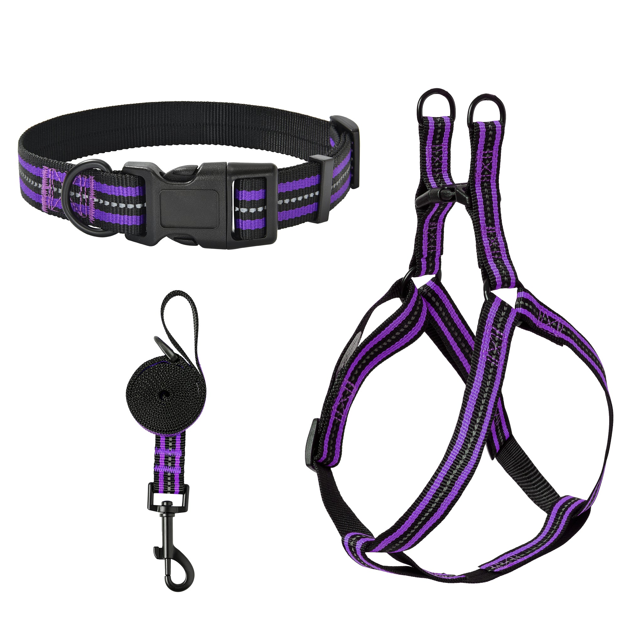 Mile High Life reflective dog collar leash and harness combo set — view 6