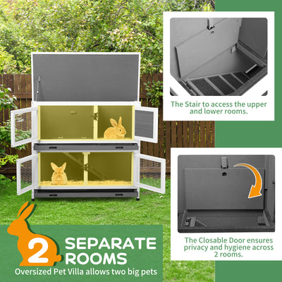 Mile High Life 2-story cedar chicken and rabbit hutch with pull-out tray — view 15