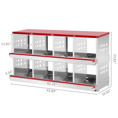 Mile High Life 8-compartment iron chicken nesting box with sloping roof — view 6
