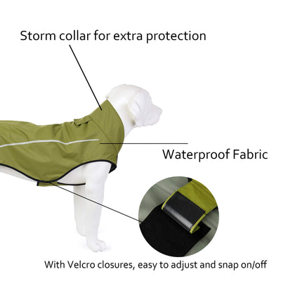 Mile High Life adjustable lightweight dog rain jacket with 3M reflective strip — view 3