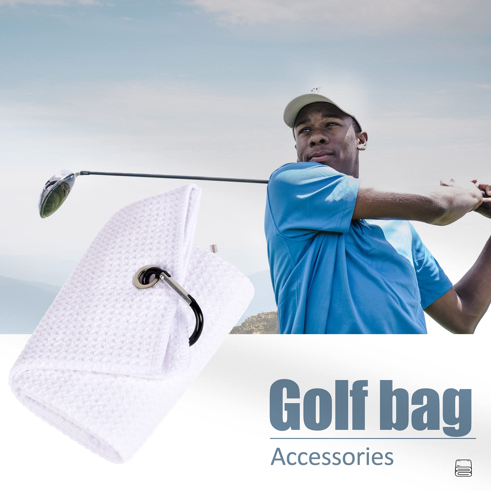 Mile High Life microfiber waffle pattern golf towel with carabiner clip — view 241