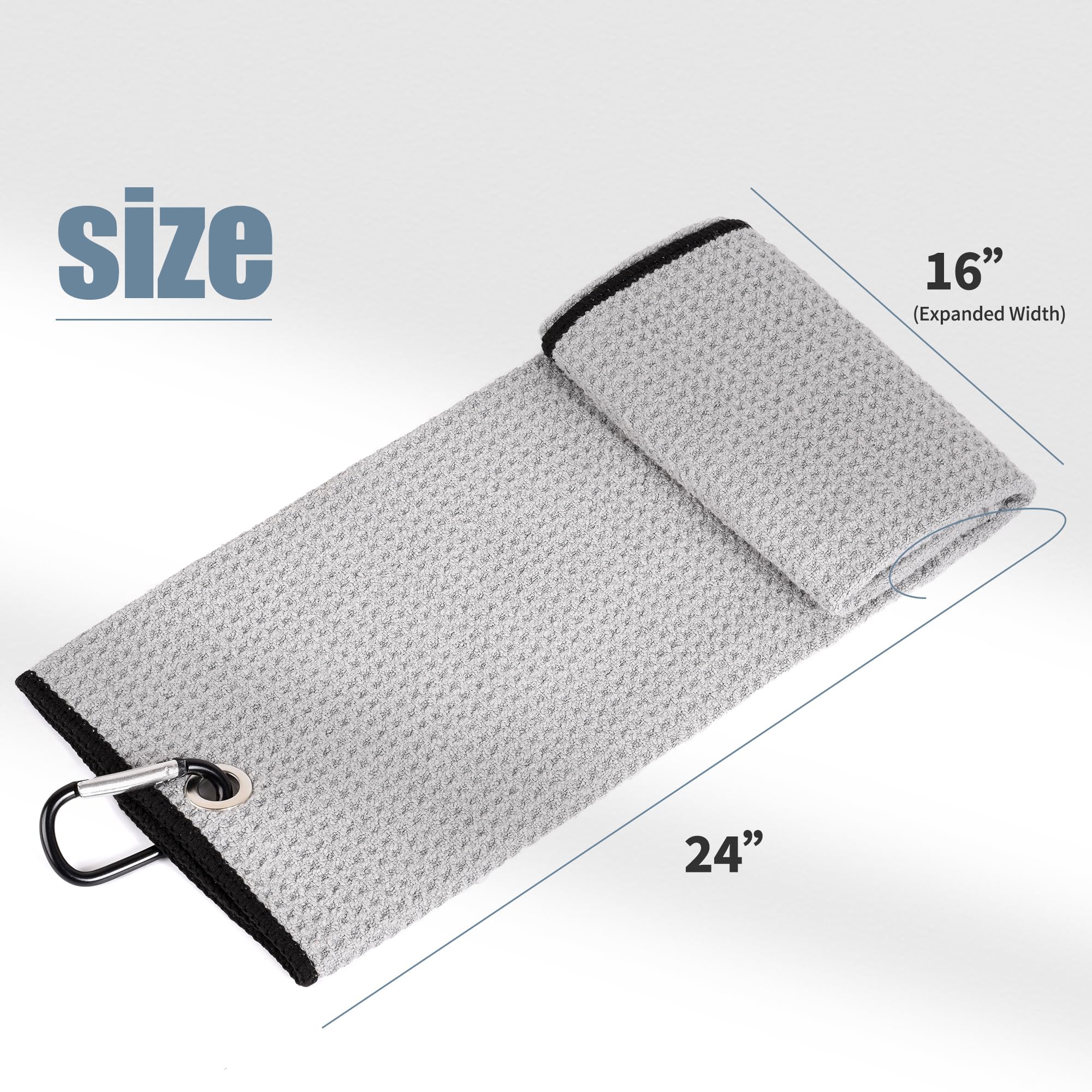 Mile High Life microfiber waffle pattern golf towel with carabiner clip — view 81