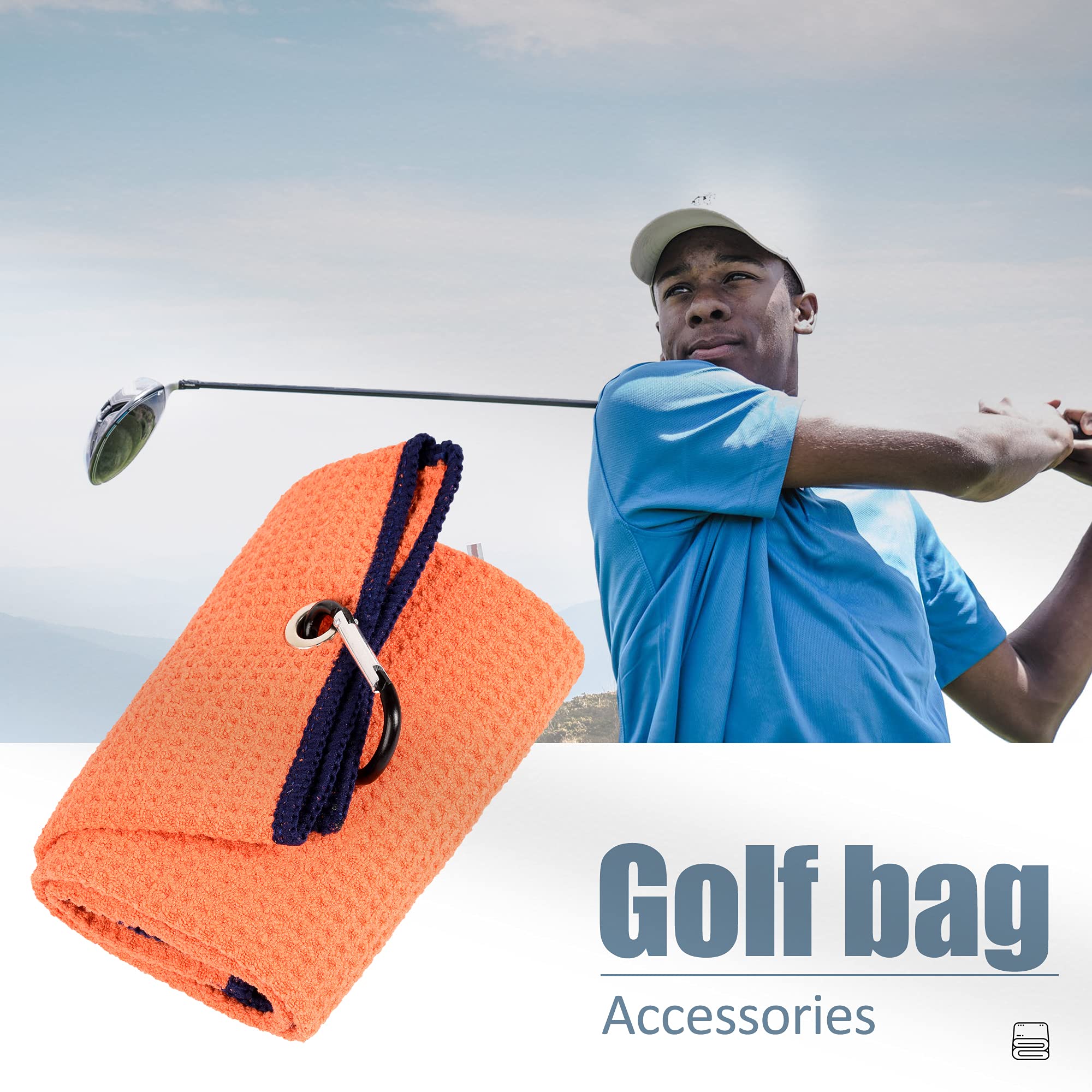 Mile High Life microfiber waffle pattern golf towel with carabiner clip — view 67