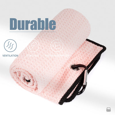 Mile High Life microfiber waffle pattern golf towel with carabiner clip — view 5