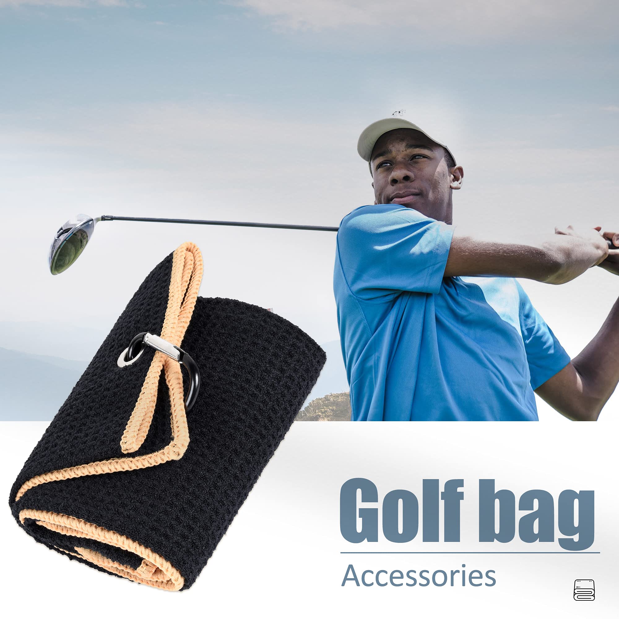Mile High Life microfiber waffle pattern golf towel with carabiner clip — view 93
