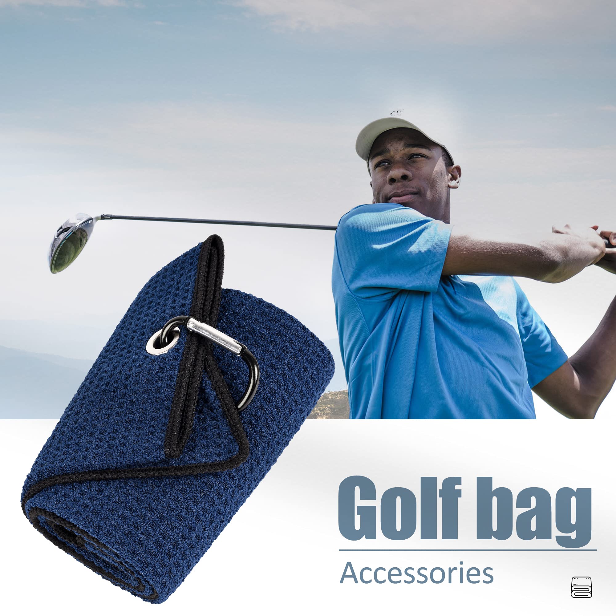 Mile High Life microfiber waffle pattern golf towel with carabiner clip — view 14