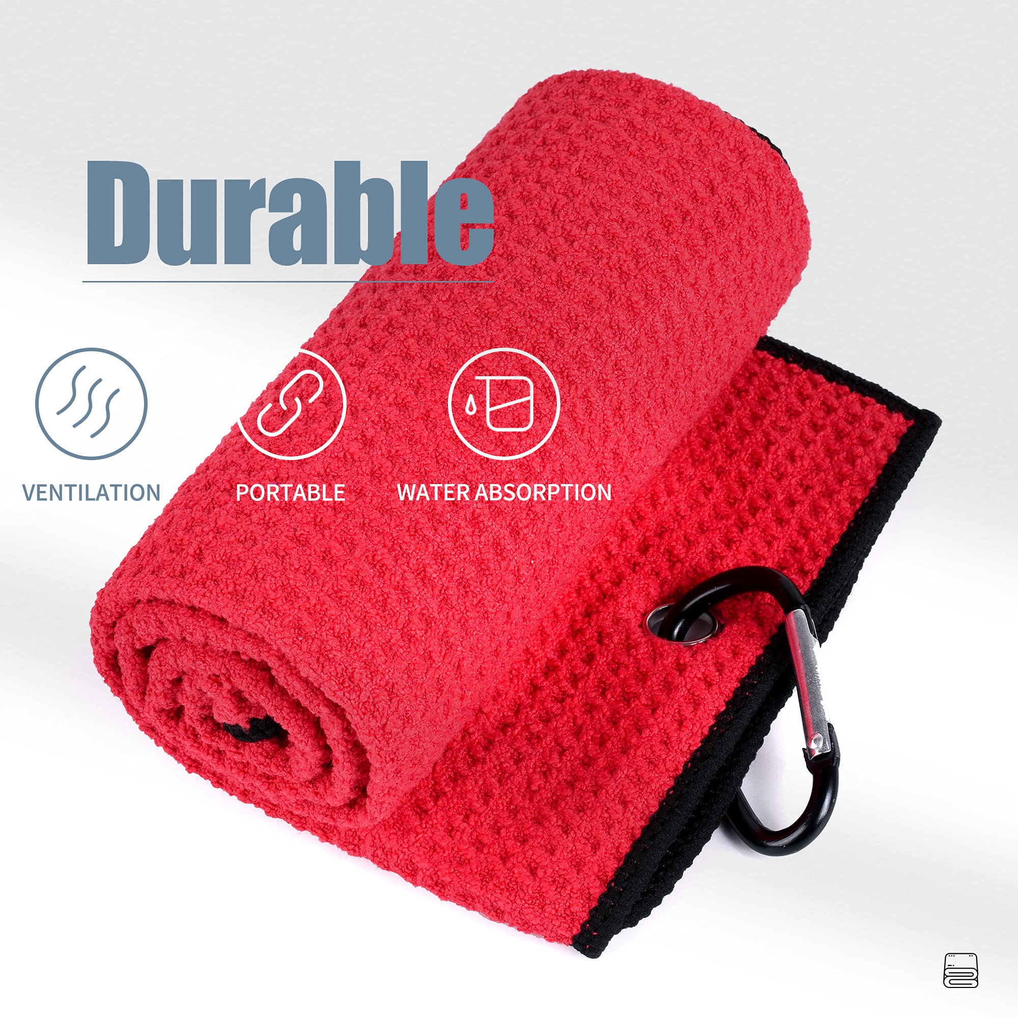 Mile High Life microfiber waffle pattern golf towel with carabiner clip — view 181