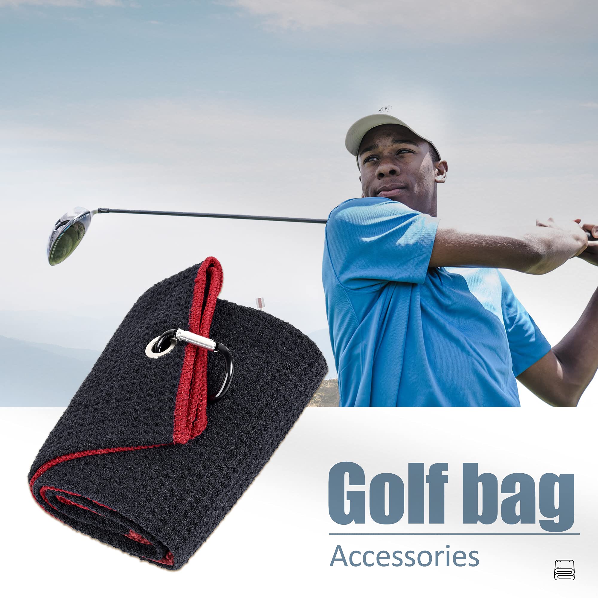 Mile High Life microfiber waffle pattern golf towel with carabiner clip — view 34