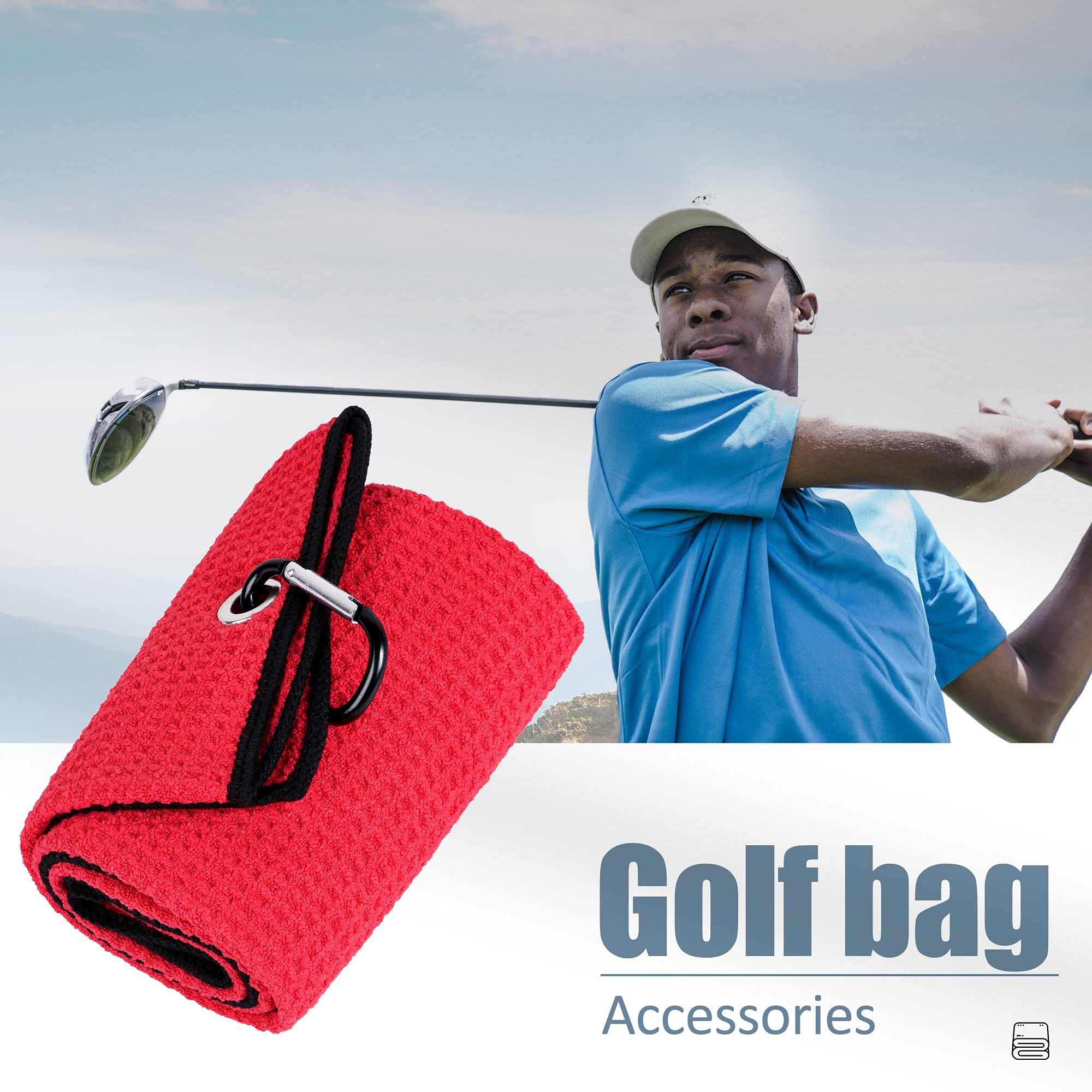 Mile High Life microfiber waffle pattern golf towel with carabiner clip — view 164