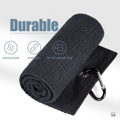 Mile High Life microfiber waffle pattern golf towel with carabiner clip — view 208