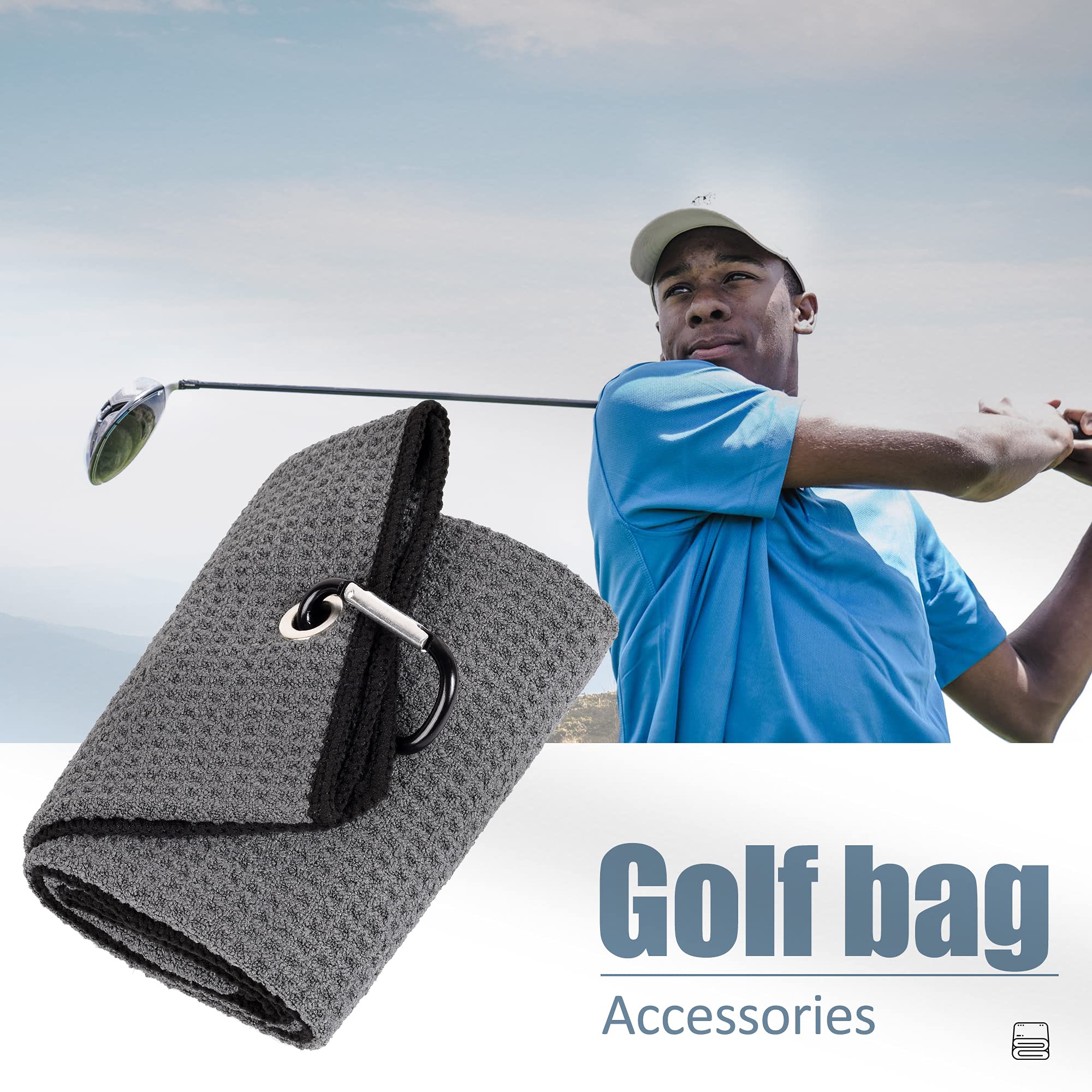 Mile High Life microfiber waffle pattern golf towel with carabiner clip — view 220