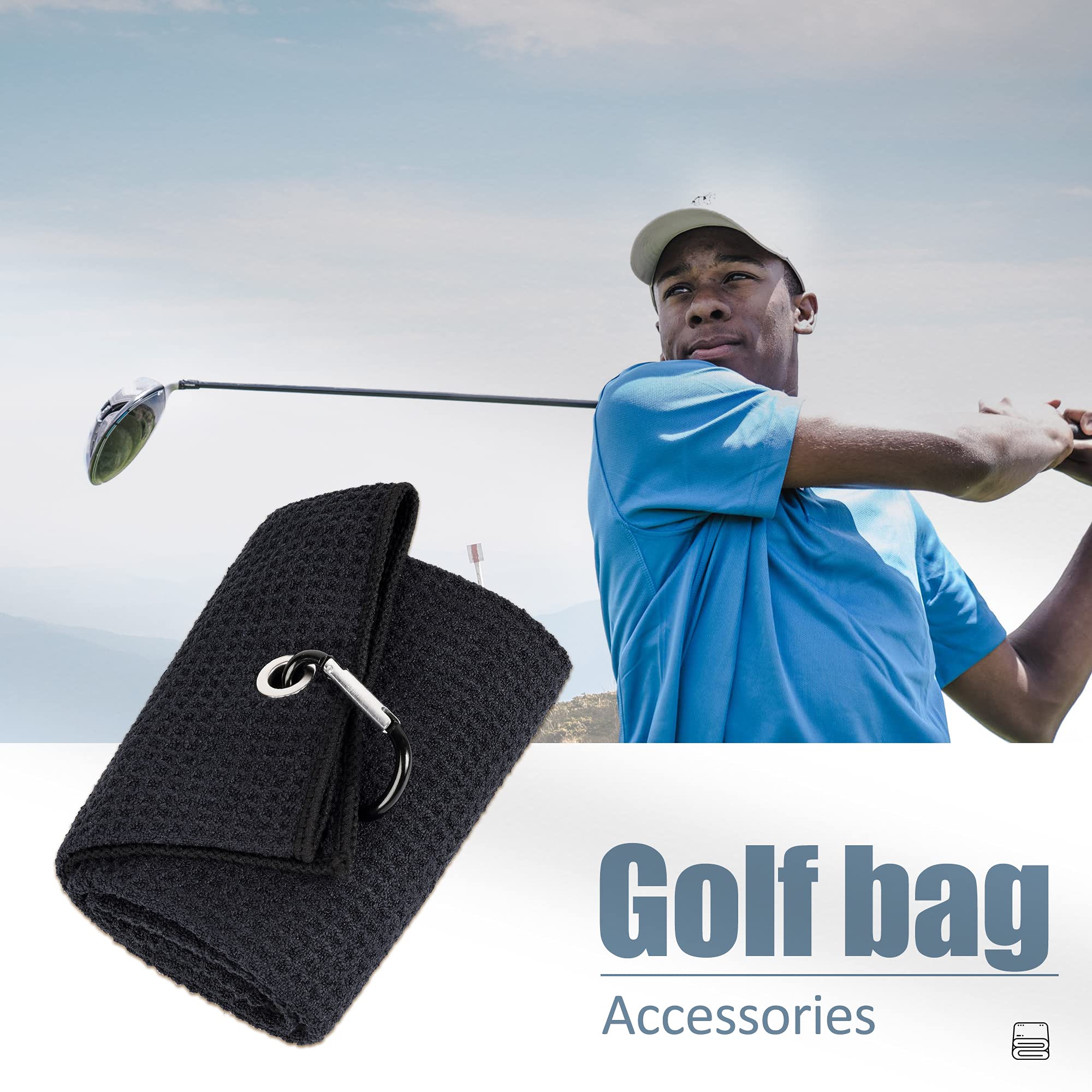 Mile High Life microfiber waffle pattern golf towel with carabiner clip — view 27