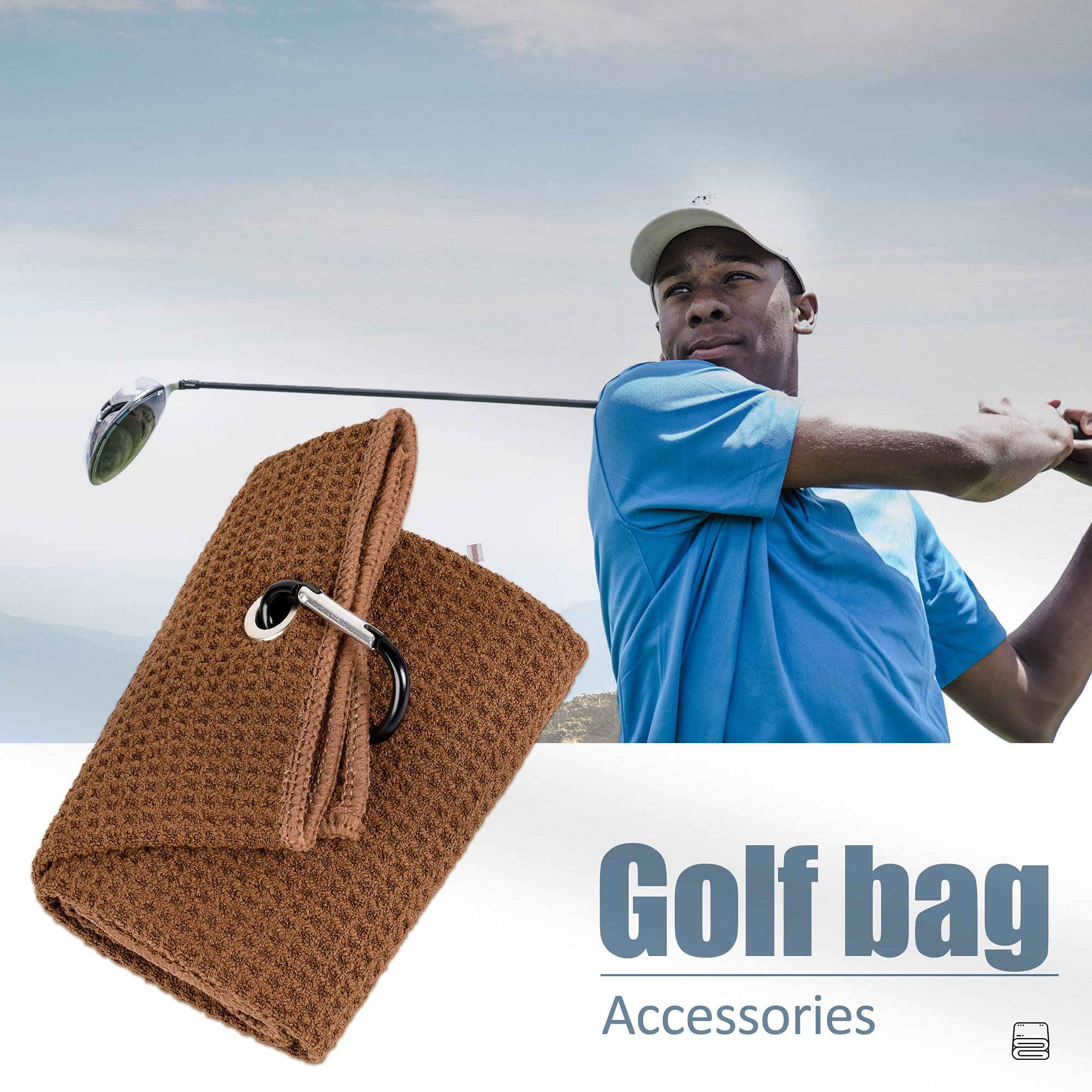 Mile High Life microfiber waffle pattern golf towel with carabiner clip — view 53