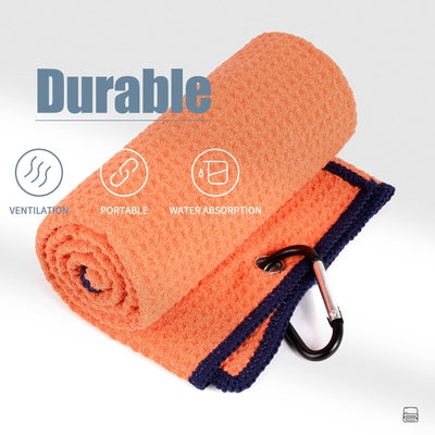 Mile High Life microfiber waffle pattern golf towel with carabiner clip — view 190