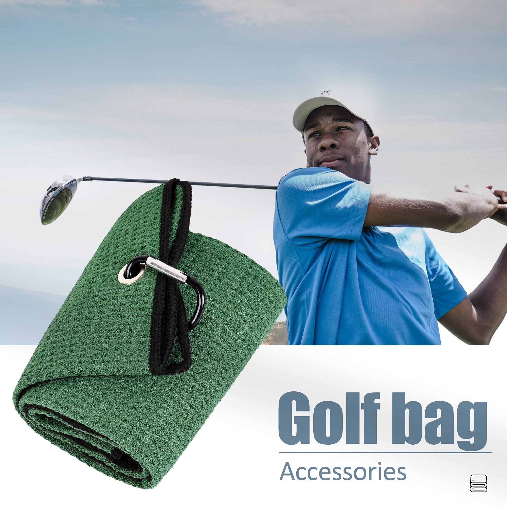 Mile High Life microfiber waffle pattern golf towel with carabiner clip — view 117
