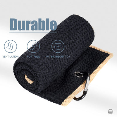 Mile High Life microfiber waffle pattern golf towel with carabiner clip — view 91