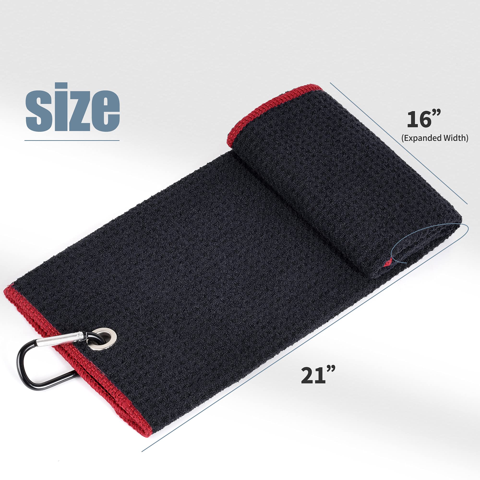 Mile High Life microfiber waffle pattern golf towel with carabiner clip — view 128