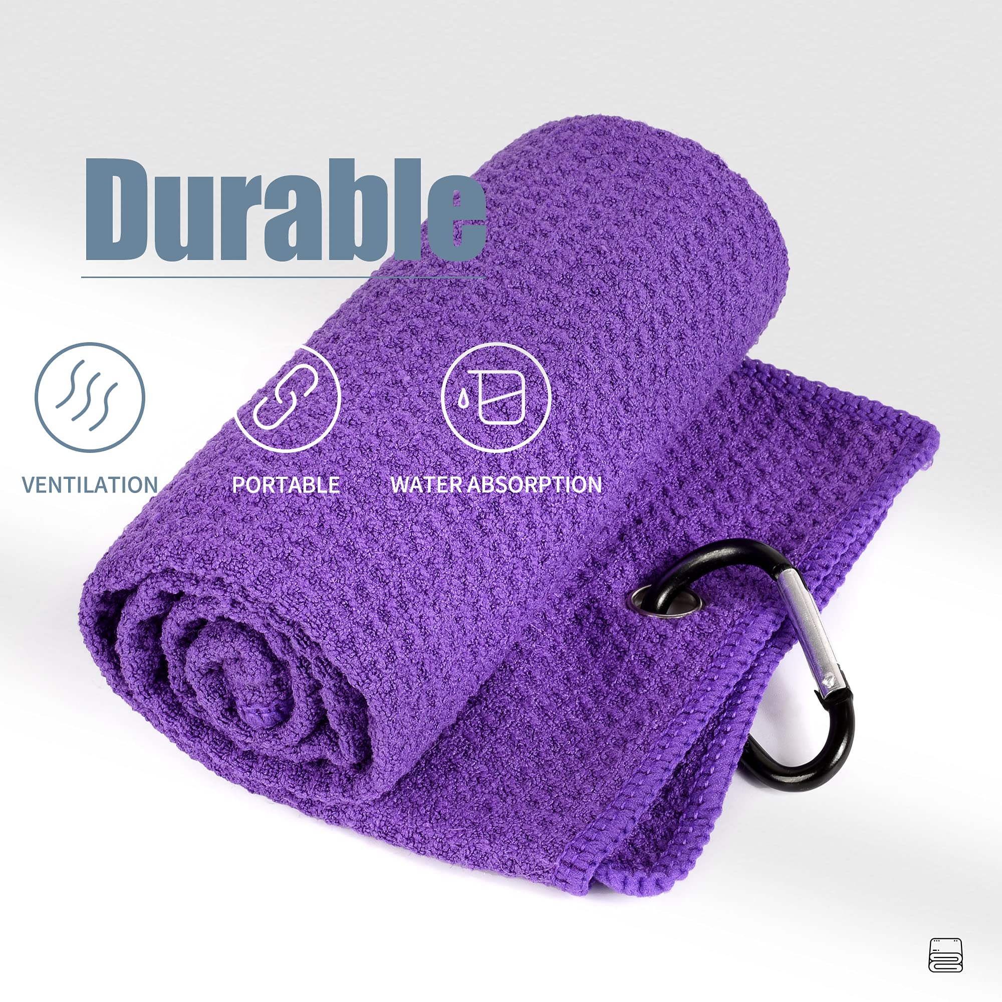 Mile High Life microfiber waffle pattern golf towel with carabiner clip — view 169
