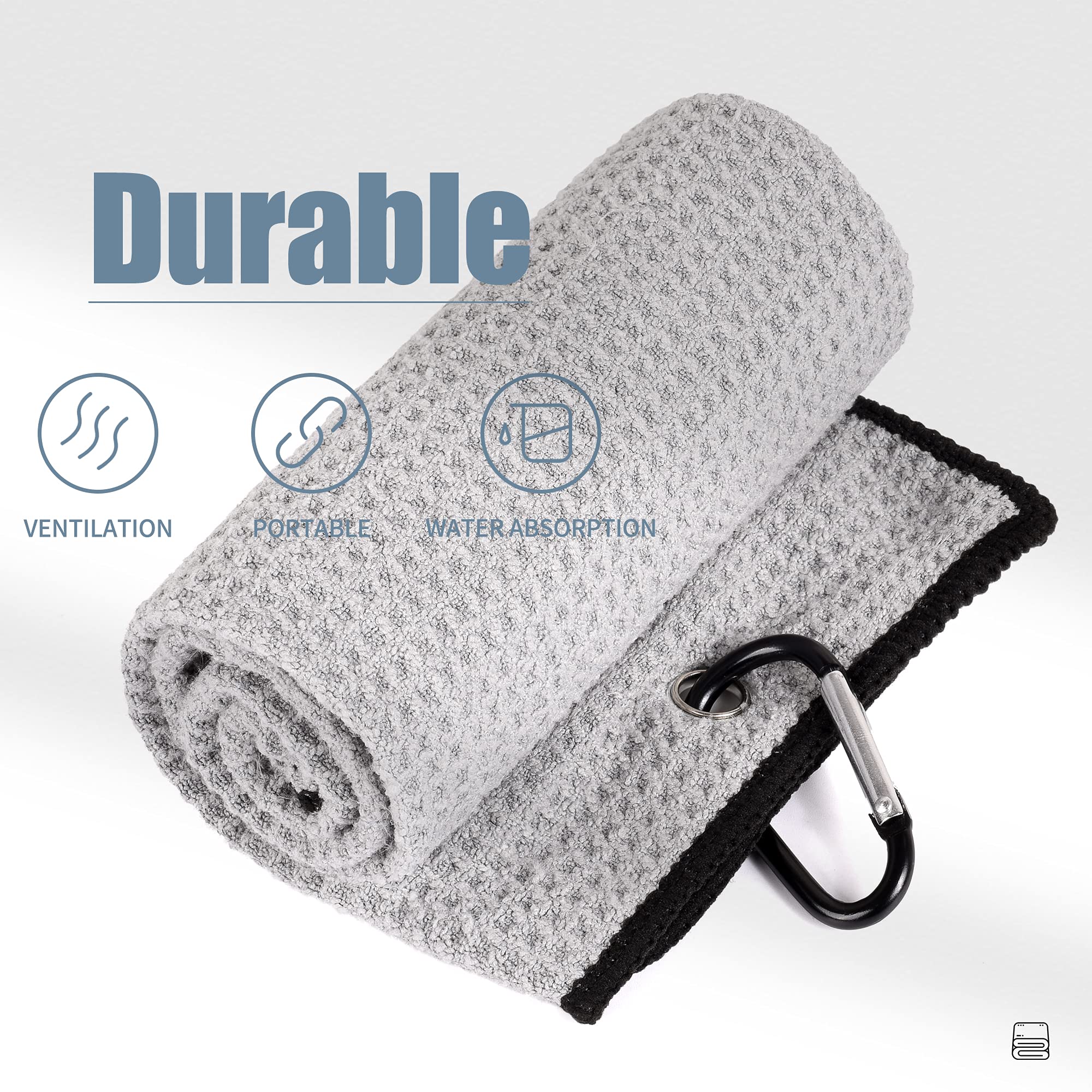 Mile High Life microfiber waffle pattern golf towel with carabiner clip — view 122