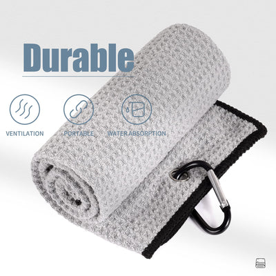 Mile High Life microfiber waffle pattern golf towel with carabiner clip — view 155