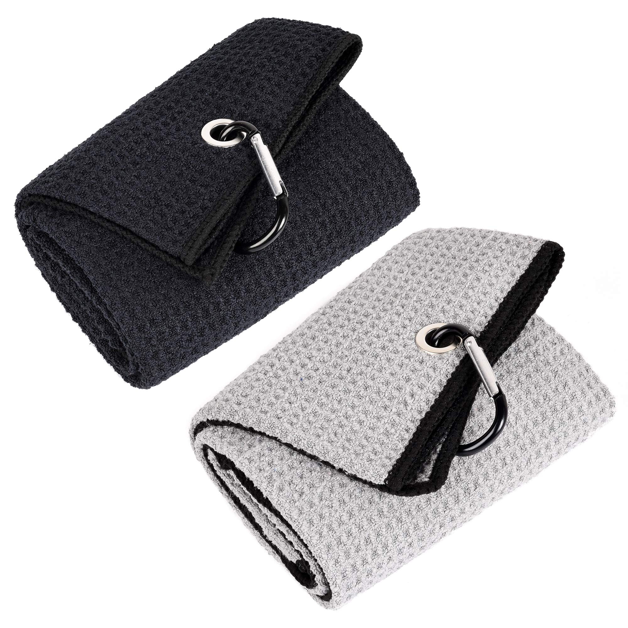 Mile High Life microfiber waffle pattern golf towel with carabiner clip — view 151