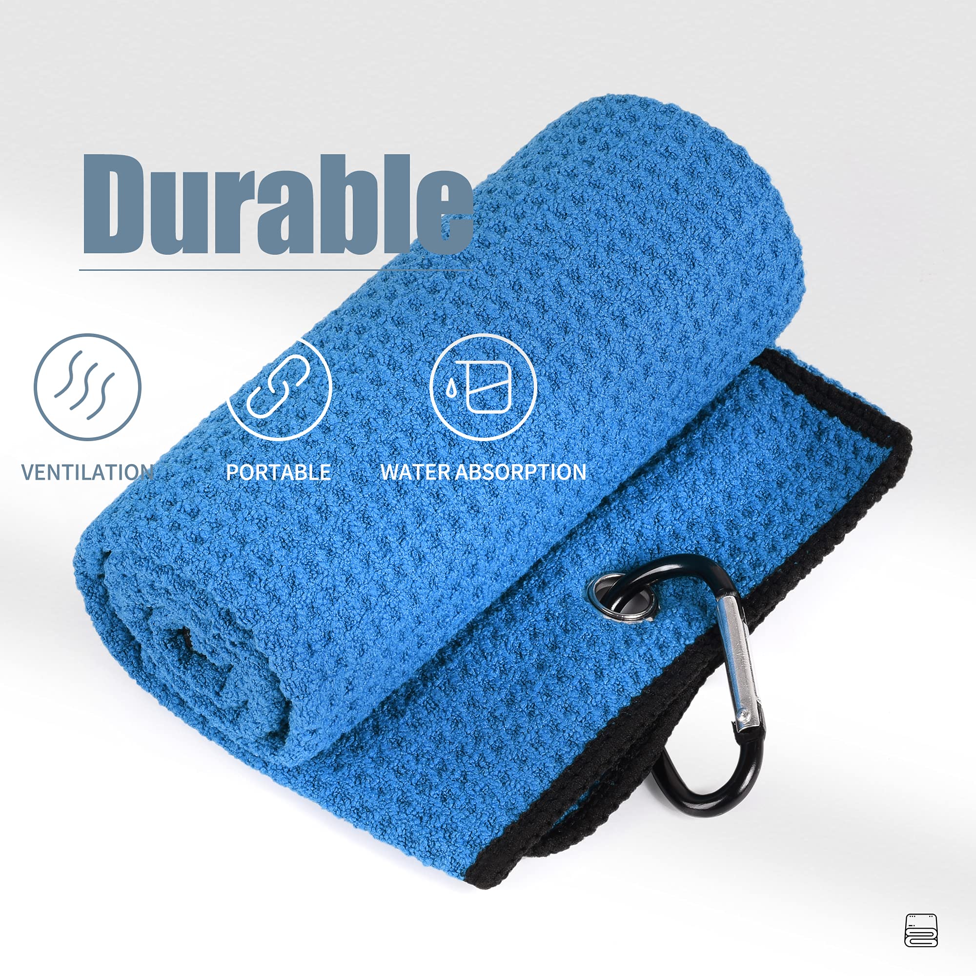 Mile High Life microfiber waffle pattern golf towel with carabiner clip — view 204