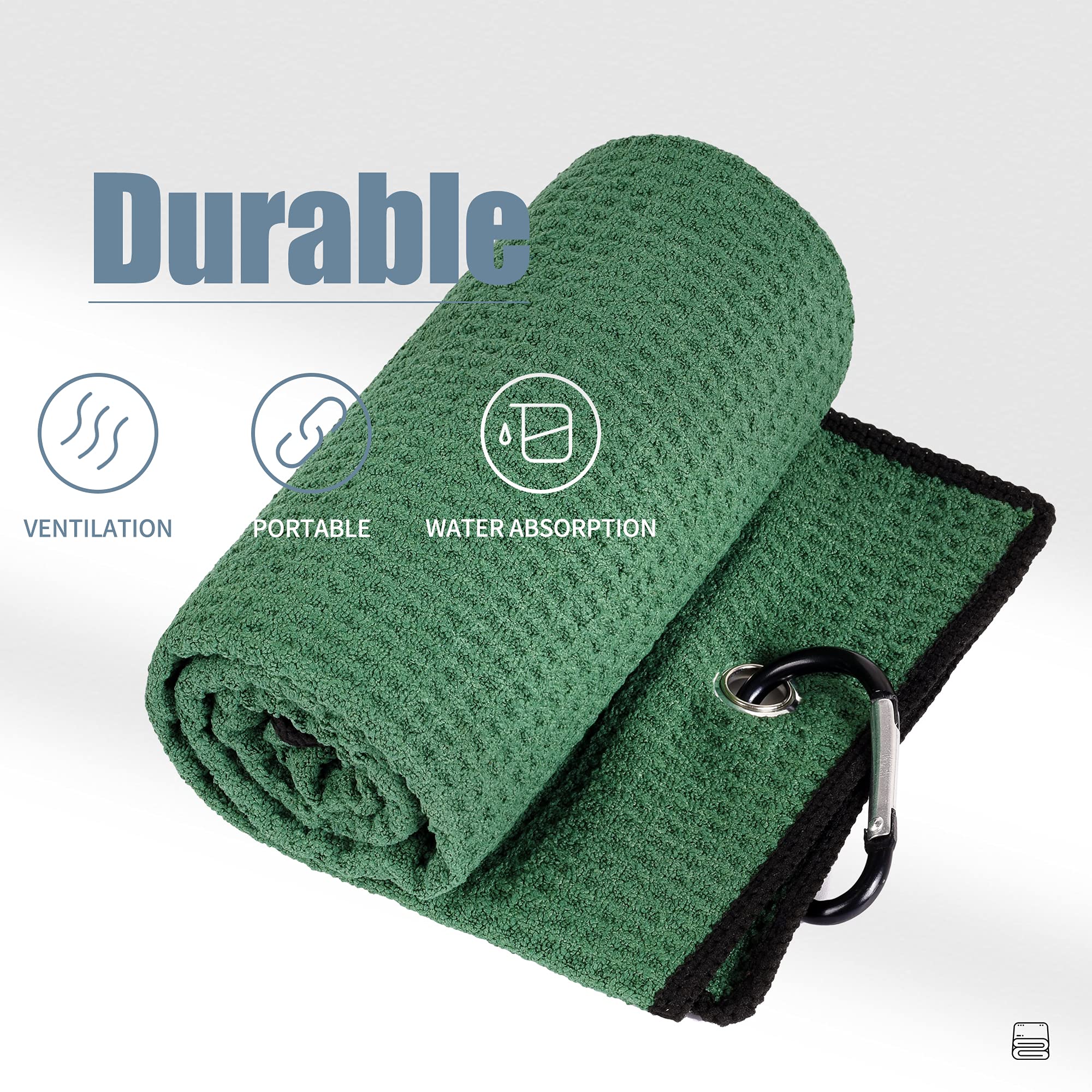 Mile High Life microfiber waffle pattern golf towel with carabiner clip — view 136