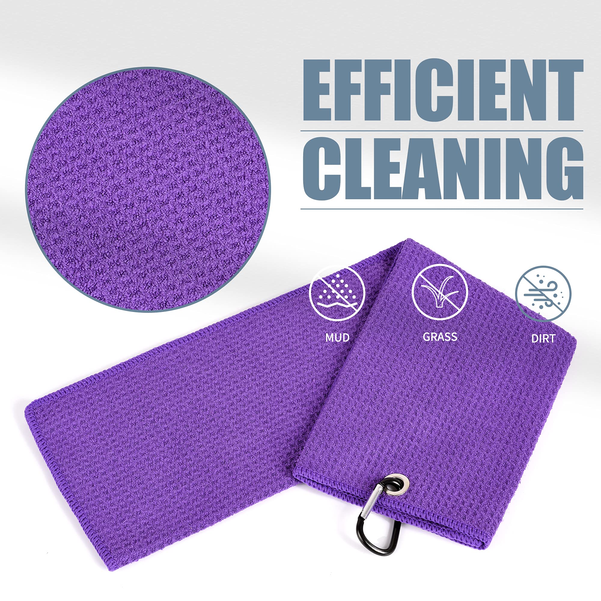 Mile High Life microfiber waffle pattern golf towel with carabiner clip — view 167