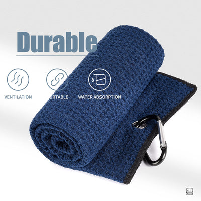 Mile High Life microfiber waffle pattern golf towel with carabiner clip — view 71