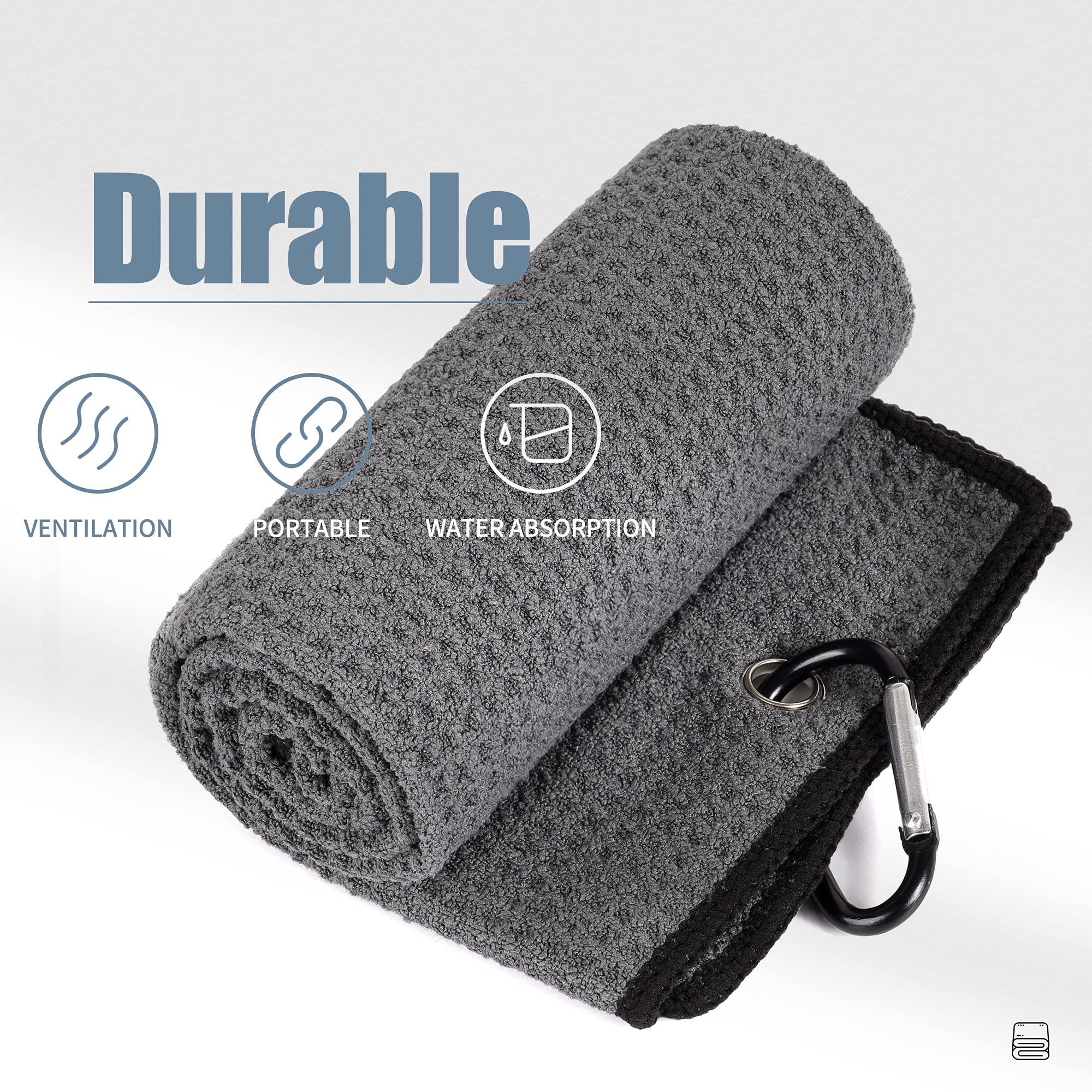 Mile High Life microfiber waffle pattern golf towel with carabiner clip — view 218