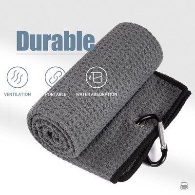 Mile High Life microfiber waffle pattern golf towel with carabiner clip — view 108