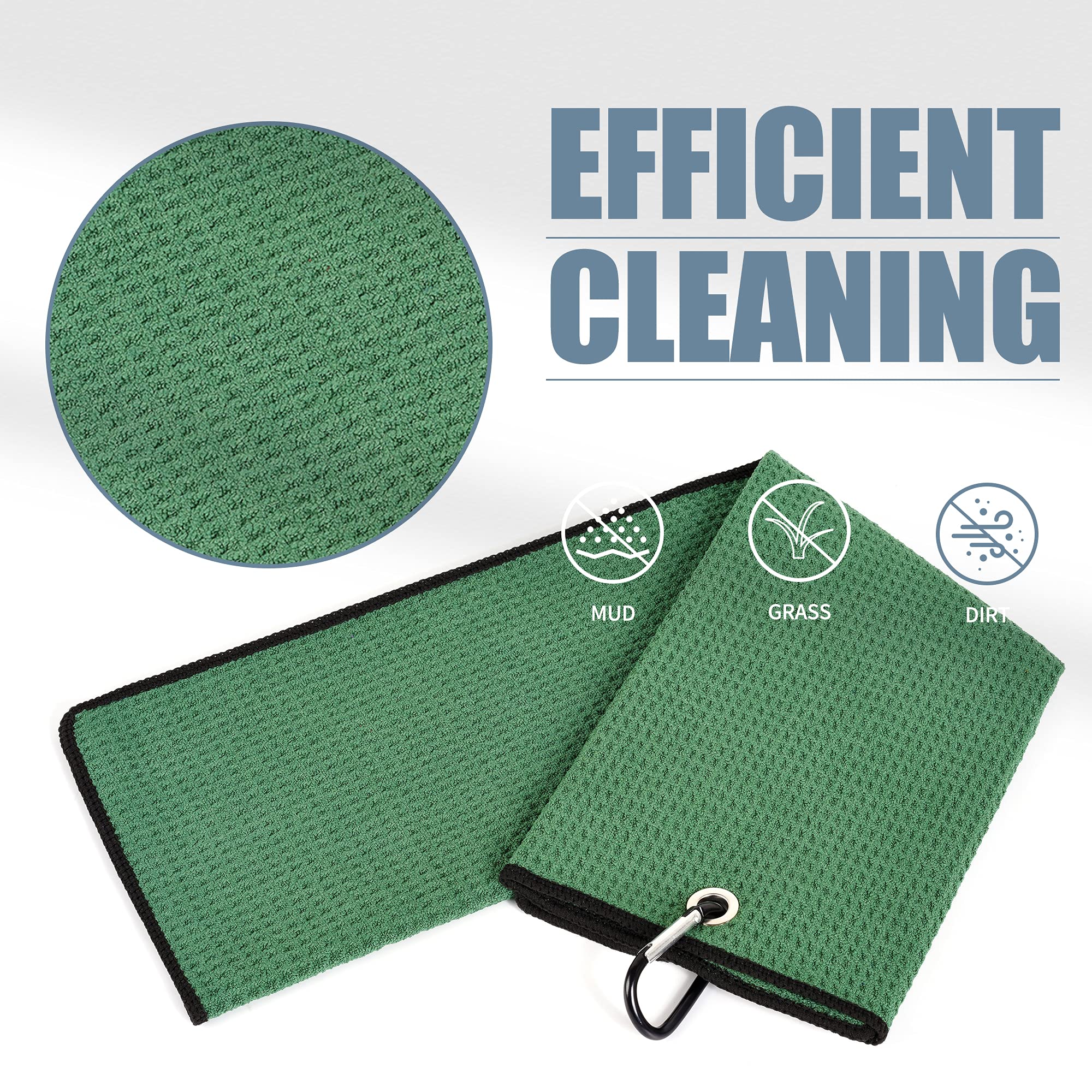 Mile High Life microfiber waffle pattern golf towel with carabiner clip — view 134