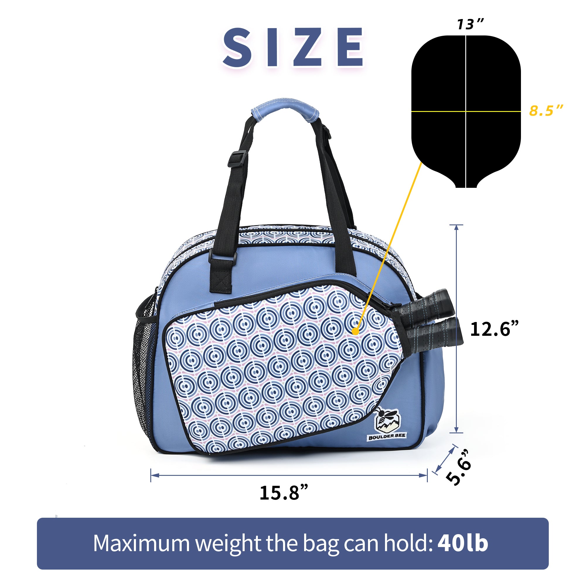 Mile High Life pickleball tote bag for women with paddle pockets — view 5