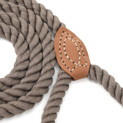 Mile High Life short braided cotton rope dog leash with leather tip — view 15