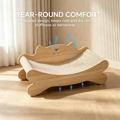 Cat-Shaped Wooden Cat Bed with Sisal Scratching Posts | 2-in-1 Cat House – gallery 9