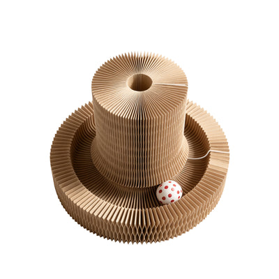 Accordion Cat Scratcher with Interactive Ball | Foldable Cardboard Lounger – gallery 2