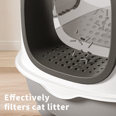 E-Style Cat Litter Box — Grey | Open-Top Litter Pan with Splash Guard – gallery 7