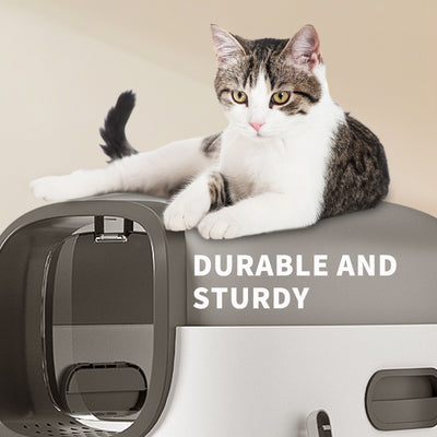 E-Style Cat Litter Box — Grey | Open-Top Litter Pan with Splash Guard – gallery 6