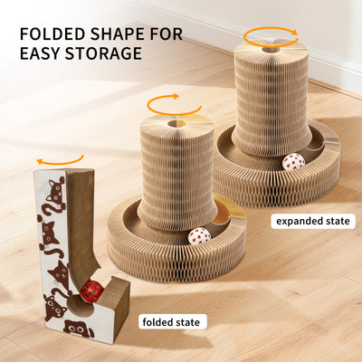 Accordion Cat Scratcher with Interactive Ball | Foldable Cardboard Lounger – gallery 5