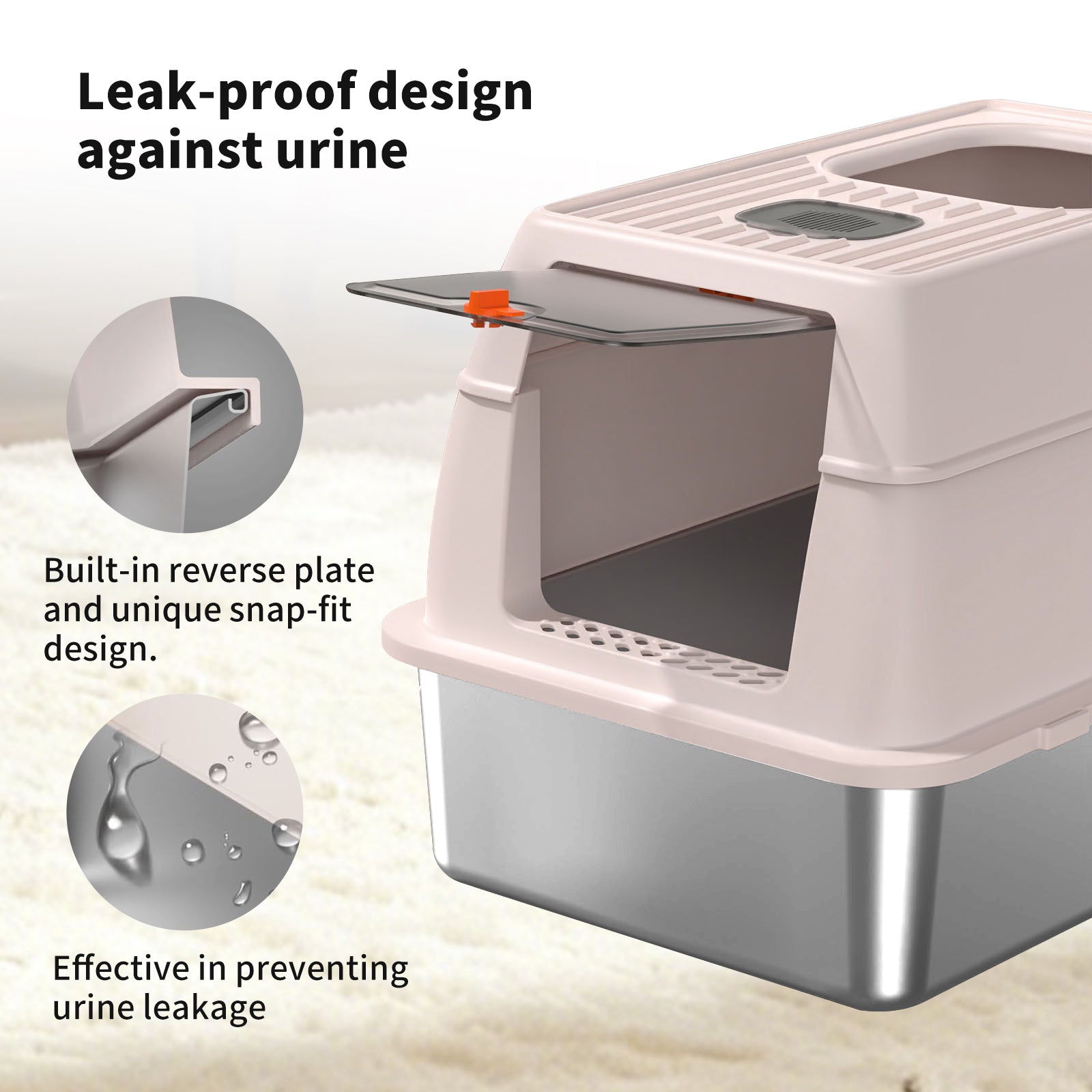 MSP001 Stainless Steel Cat Litter Box — Pink | Odor-Proof Litter Pan – gallery 6