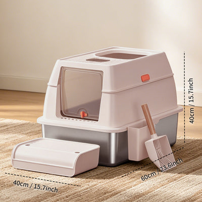 MSP001 Stainless Steel Cat Litter Box — Pink | Odor-Proof Litter Pan – gallery 9
