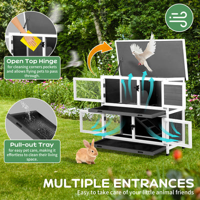 Mile High Life 2-story cedar chicken and rabbit hutch with pull-out tray — view 6