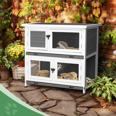 Mile High Life 2-story cedar chicken and rabbit hutch with pull-out tray — view 9